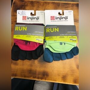 NWT 2 pairs of Injinji Unisex Adult mens Run Lightweight No-show size L